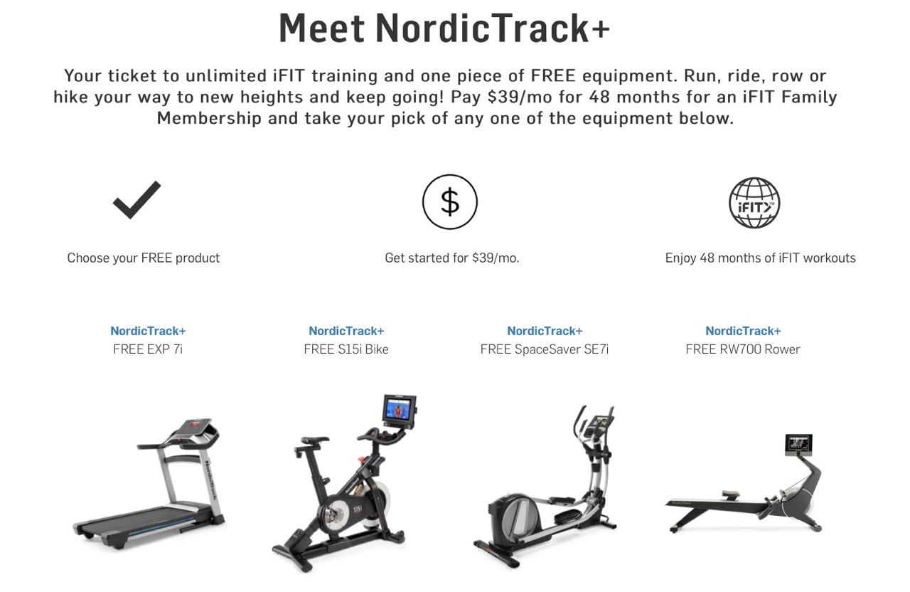 NordicTrack offers free fitness equipment with extended membership