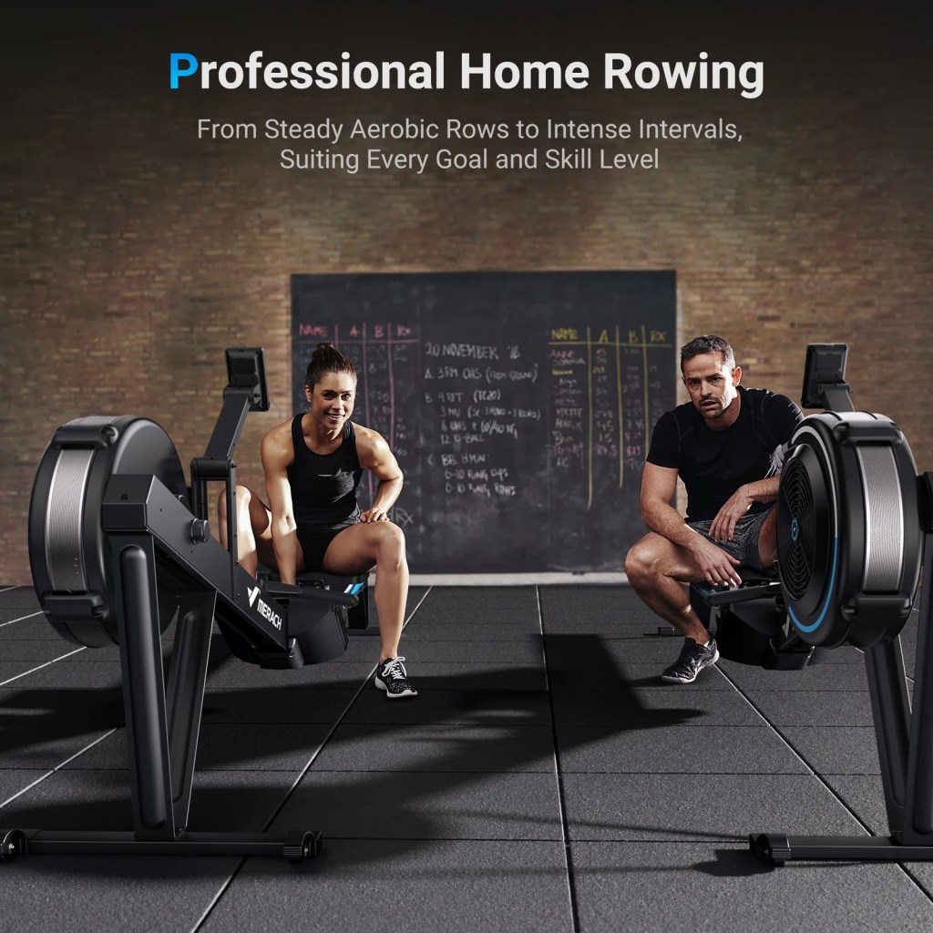 A man and woman on exercise machines