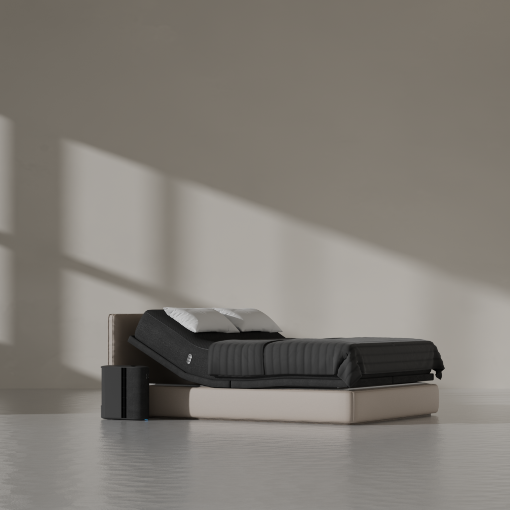 A bed in a room