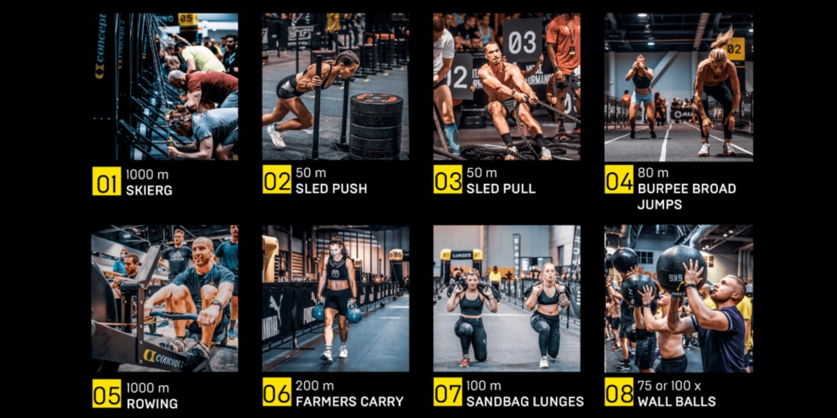 A collage of people working out