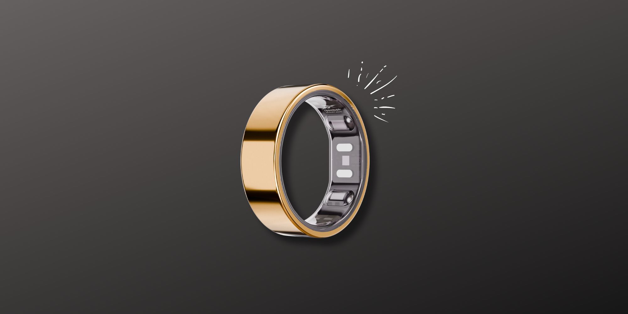 A gold ring with a silver ring and white ring with a black background