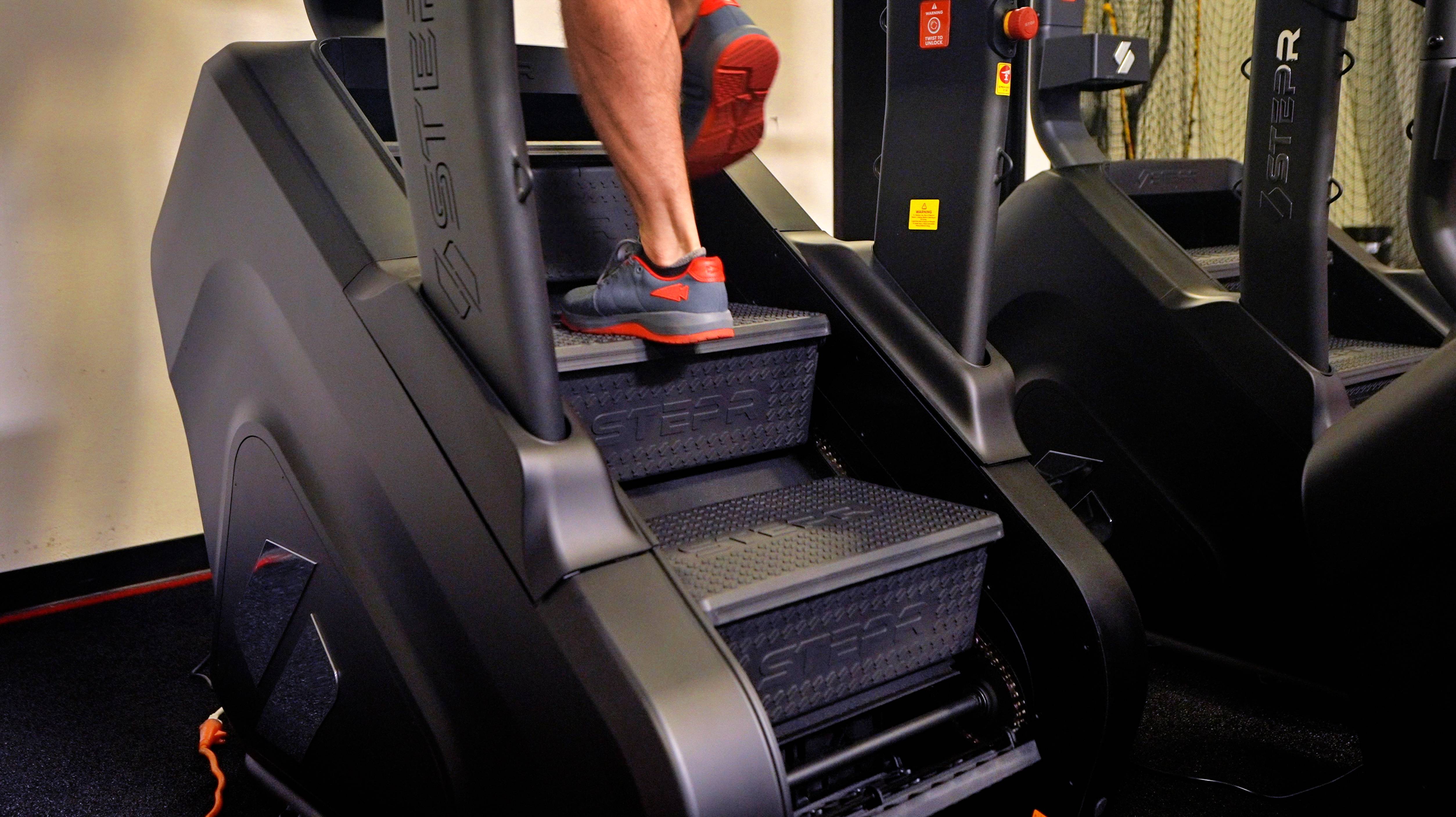 A person's legs on a treadmill
